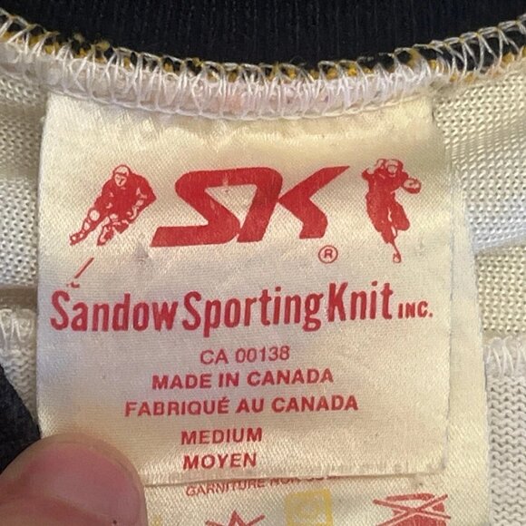 VTG Pittsburgh Penguins Rick Kehoe #17 Sandow Sporting Knit Hockey Jersey Medium - Picture 14 of 16